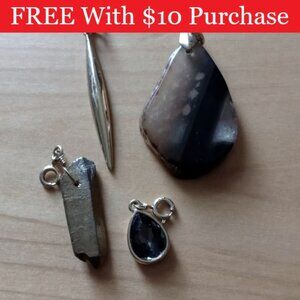 4 Purse Zipper Pulls Charms Natural Tumbled Stone Rhinestone Agate RED BANNER